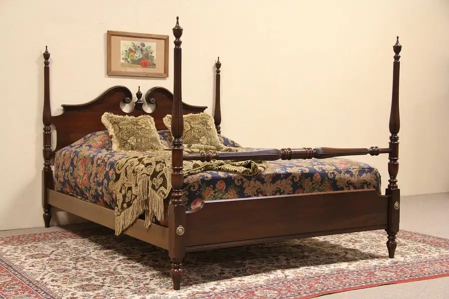 Main image of Ethan Allen Cherry Queen Size Vintage Poster Bed