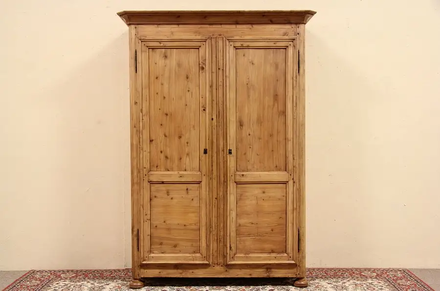 Main image of Country Pine Antique 1875 Armoire or Linen Press