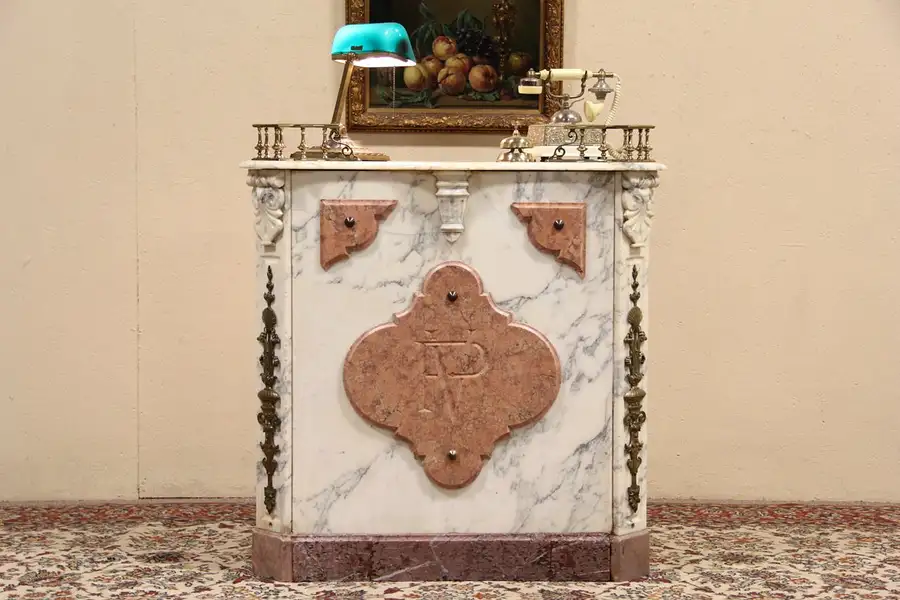 Main image of Restaurant Bar French Marble 1890 Hostess Reception Stand, Desk or Counter