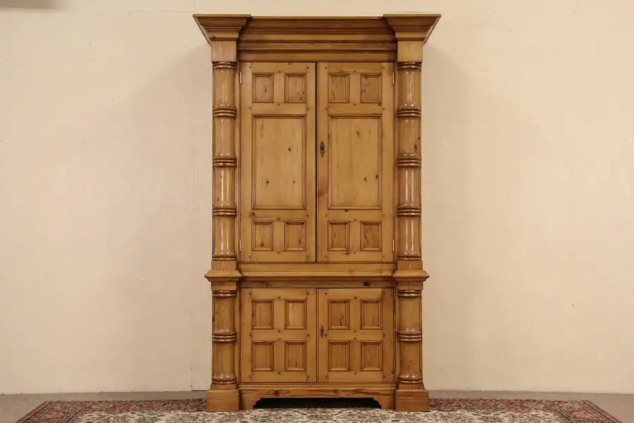 Main image of Country Pine Hand Crafted Vintage Armoire Cabinet