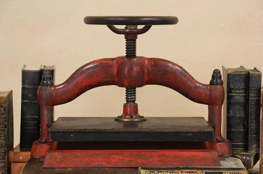 Main image of Cast Iron 1890 Antique Book Press, Original Paint