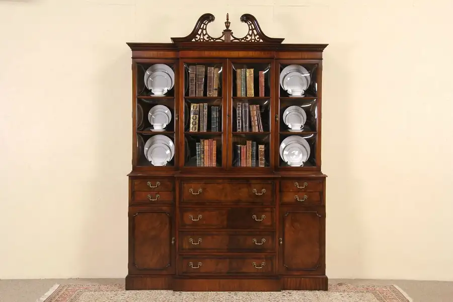 Main image of Breakfront 1950's Vintage China Cabinet Bookcase & Desk