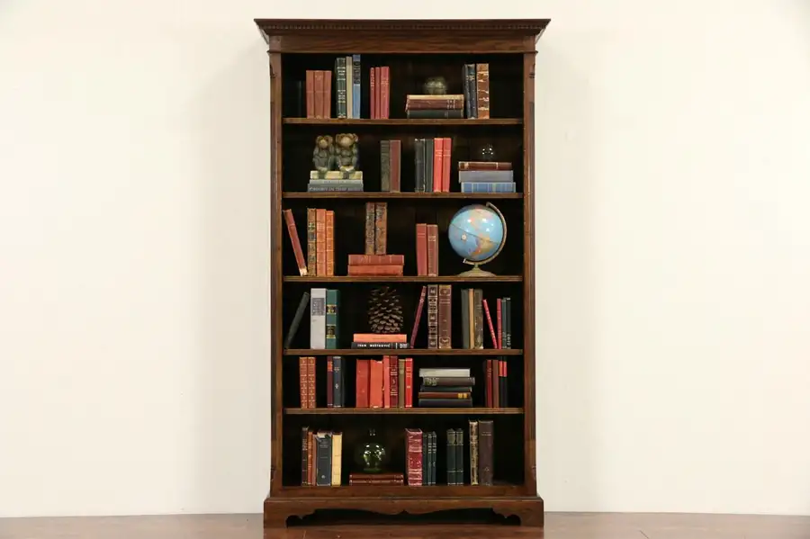 Main image of Traditional Oak Vintage Bookcase, Adjustable Shelves
