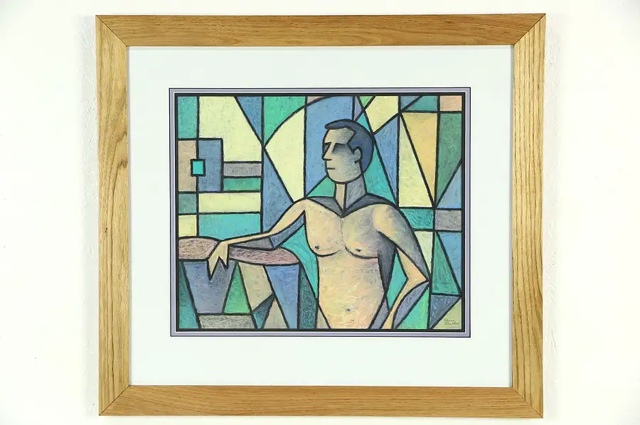 Main image of Abstract Guy, Original Oil Pastel Painting, 2010, Signed Bruce Bodden