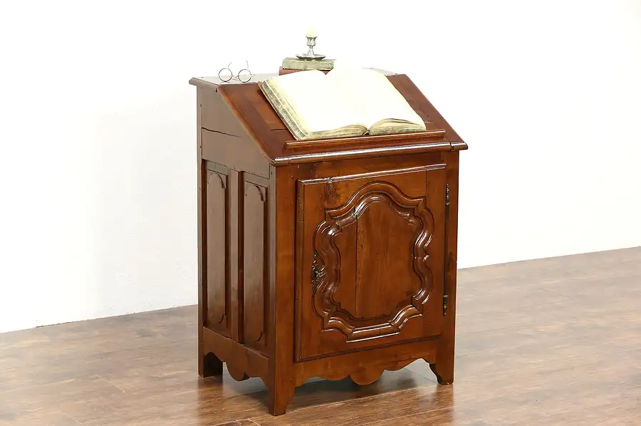 Main image of Country French Carved Fruitwood Antique 1790 Bible Stand or Folio Desk