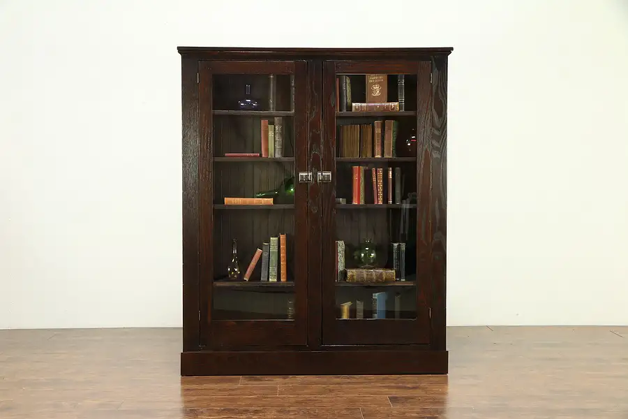 Main image of Arts & Crafts Mission Oak Antique Craftsman Bookcase, Wainscoting