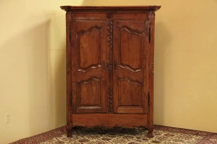 Main image of French Country 1780's Carved Fruitwood Armoire