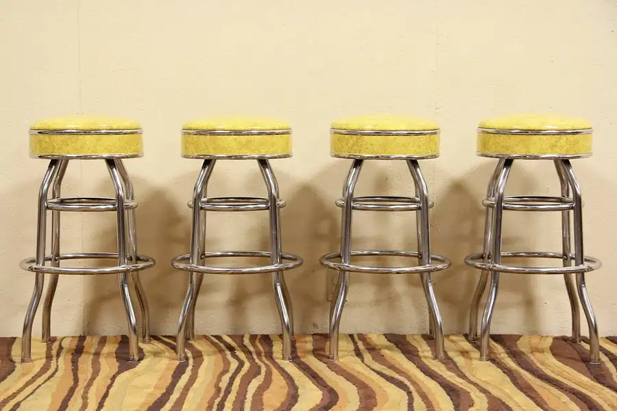 Main image of Set of 4 Cosco Midcentury Modern Vintage 1960 Spinning Stools