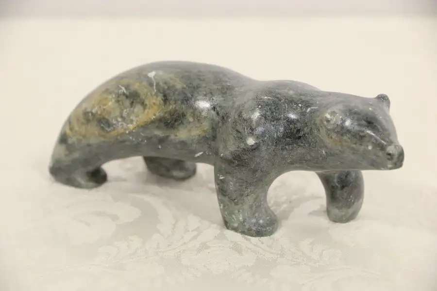Main image of Inuit Hand Carved Soapstone Walking Bear Sculpture