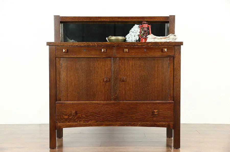 Main image of Arts & Crafts Mission Oak Antique Craftsman Sideboard, Server or Buffet