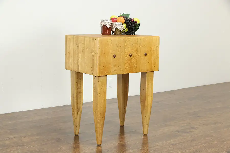 Main image of Maple Vintage Kitchen Butcher Block Kitchen Island, Wine & Cheese Table