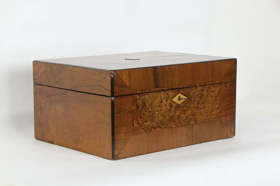 Main image of Rosewood & Burl Antique English Jewel Box or Chest, 1903 Prize