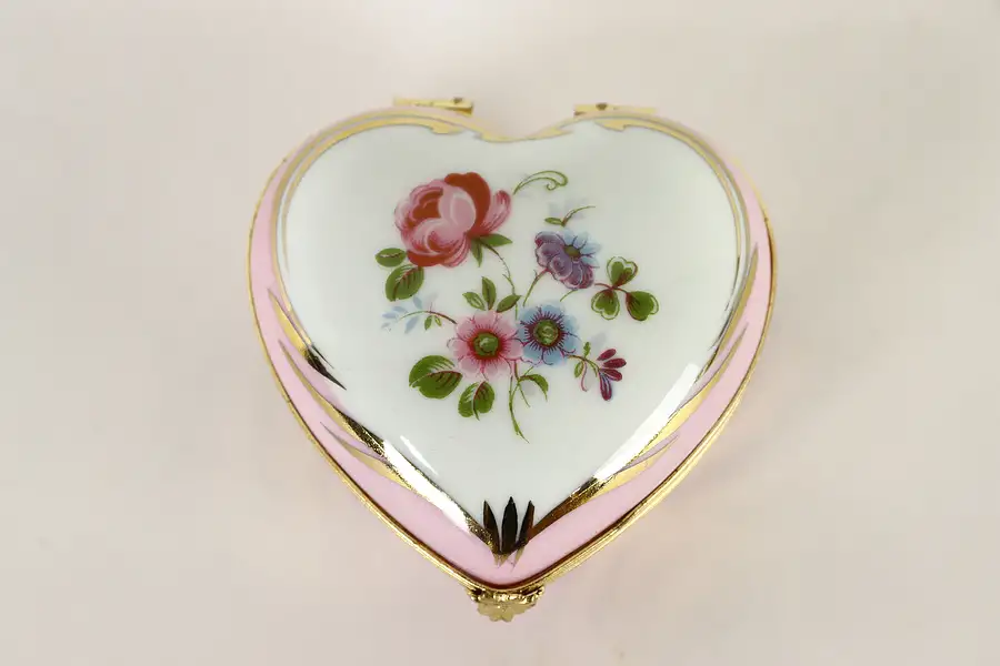 Main image of Porcelain Trinket or Keepsake Box, Heart Shape, Limoges France