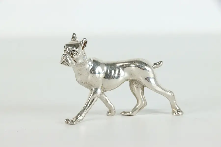 Main image of Boxer Dog Sculpture Vintage Sterling Silver Figurine