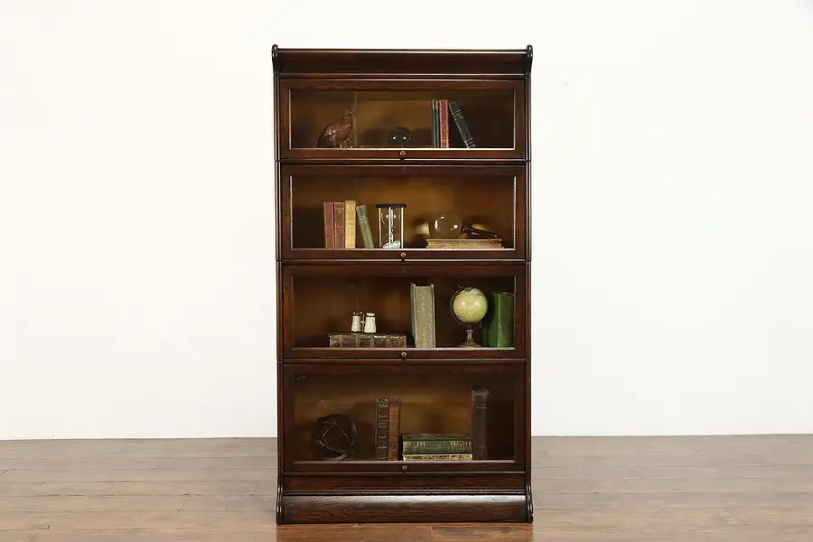 Main image of Arts & Crafts Mission Oak 4 Stack Antique Office Lawyer Bookcase Humphrey