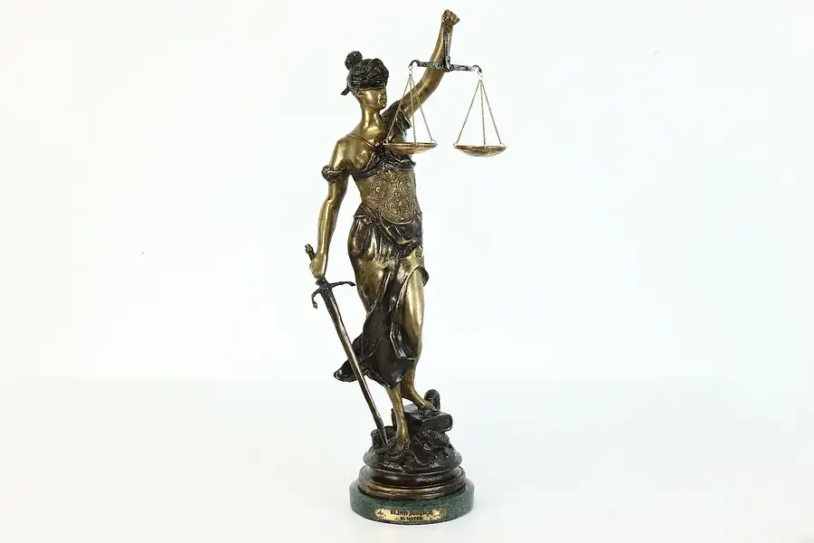 Main image of Bronze Sculpture Blind Justice Statue on Marble Base after Mayer