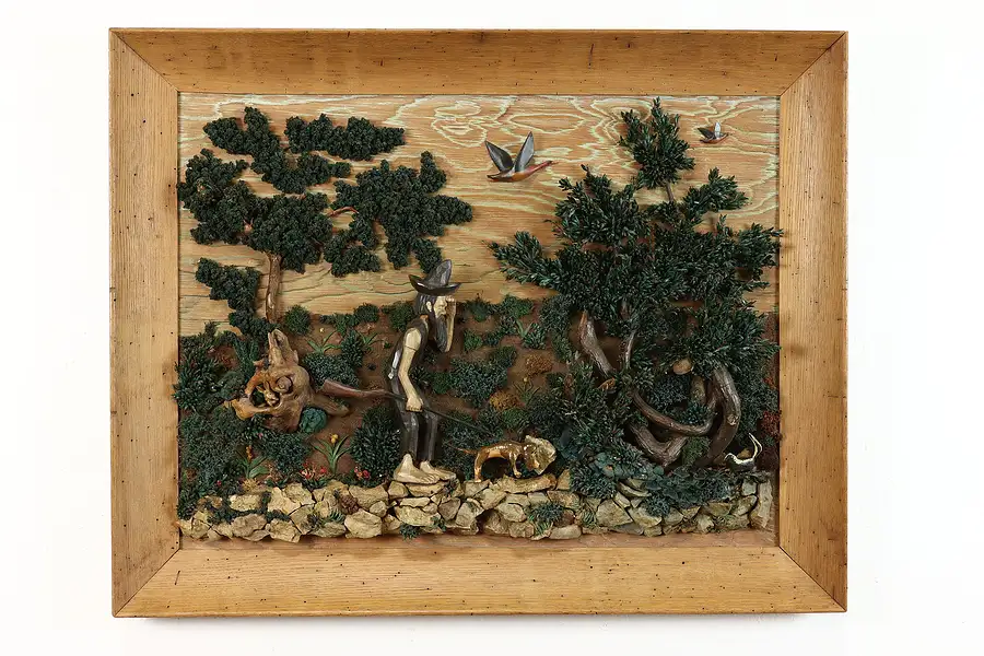Main image of Tramp Folk Art Vintage Farmhouse Hunting Primitive Country Tableau Scene