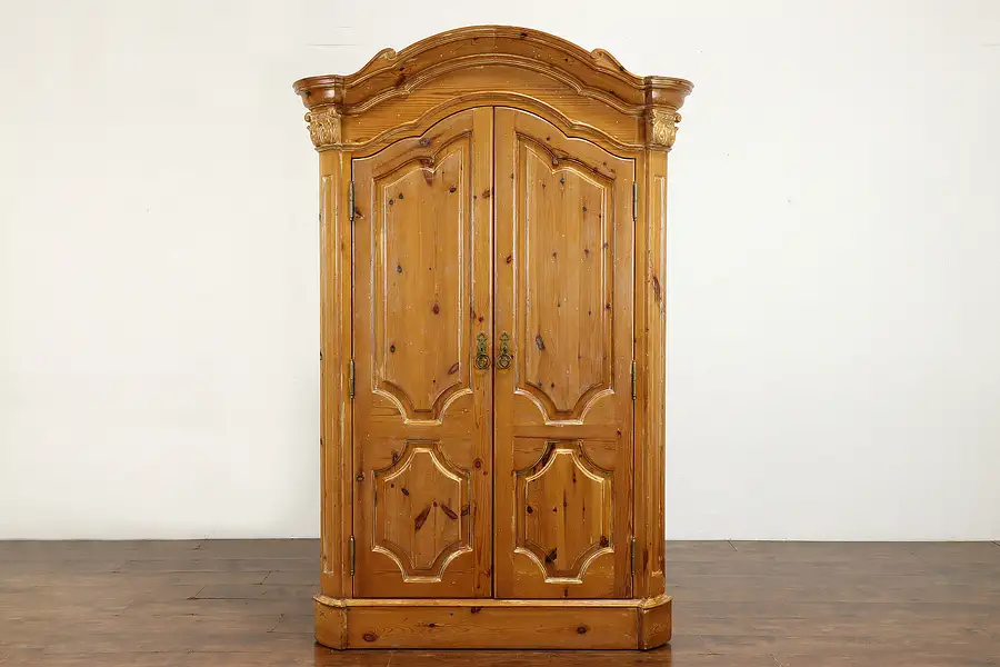 Main image of Farmhouse Vintage Country Pine Armoire, Wardrobe or Closet