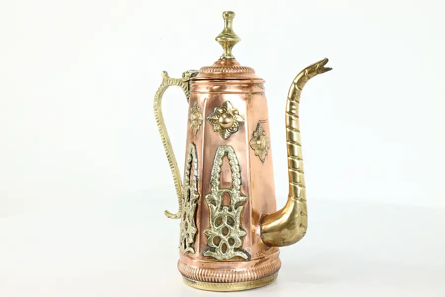 Main image of Copper & Bronze Antique Turkish Hand Hammered Tea or Coffee Pot