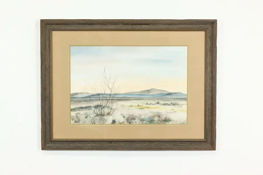 Main image of Desert Scene & Mountains Vintage Original Watercolor Painting, Jourey 31"