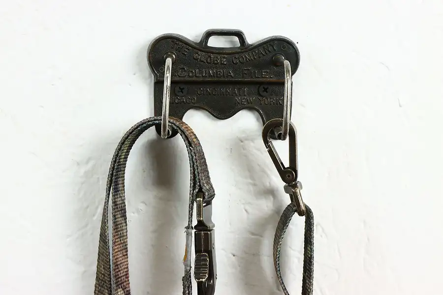 Main image of Victorian Industrial Antique Iron Wall Key Hook or File Pusher, Globe