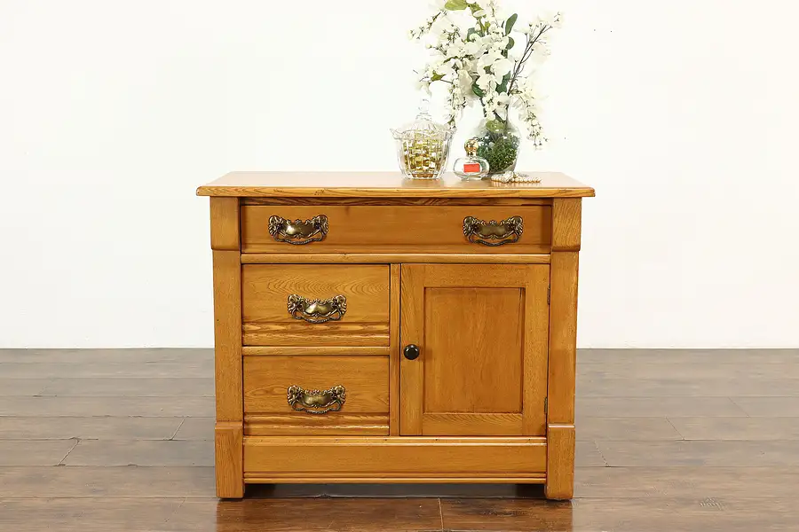 Main image of Victorian Farmhouse Antique Ash Nightstand, Commode or Small Chest
