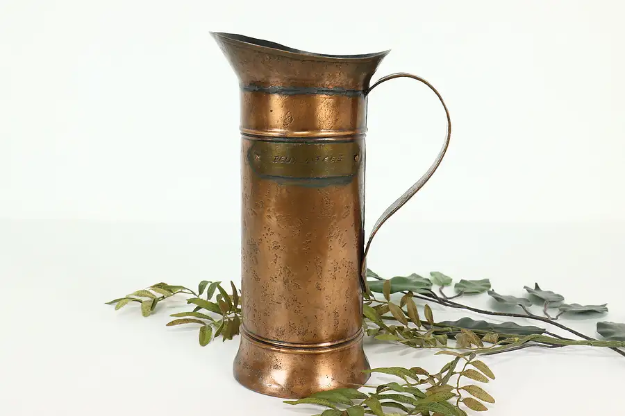 Main image of Farmhouse Antique French Copper Tankard or Pitcher, Deux 2 Litres
