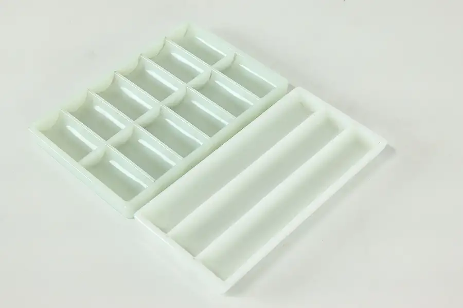 Main image of Pair of Two Antique Milk Glass Dental Trays