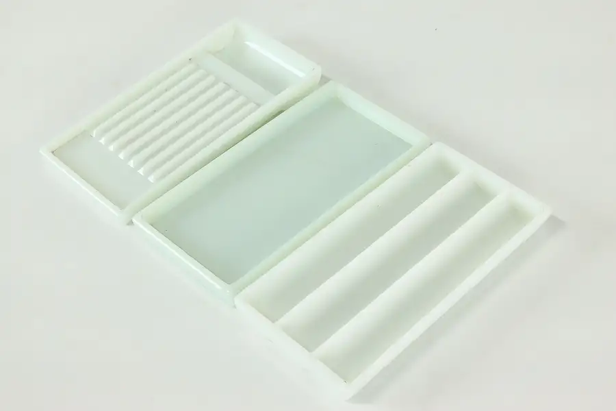 Main image of Set of Three Antique Milk Glass Dental Trays