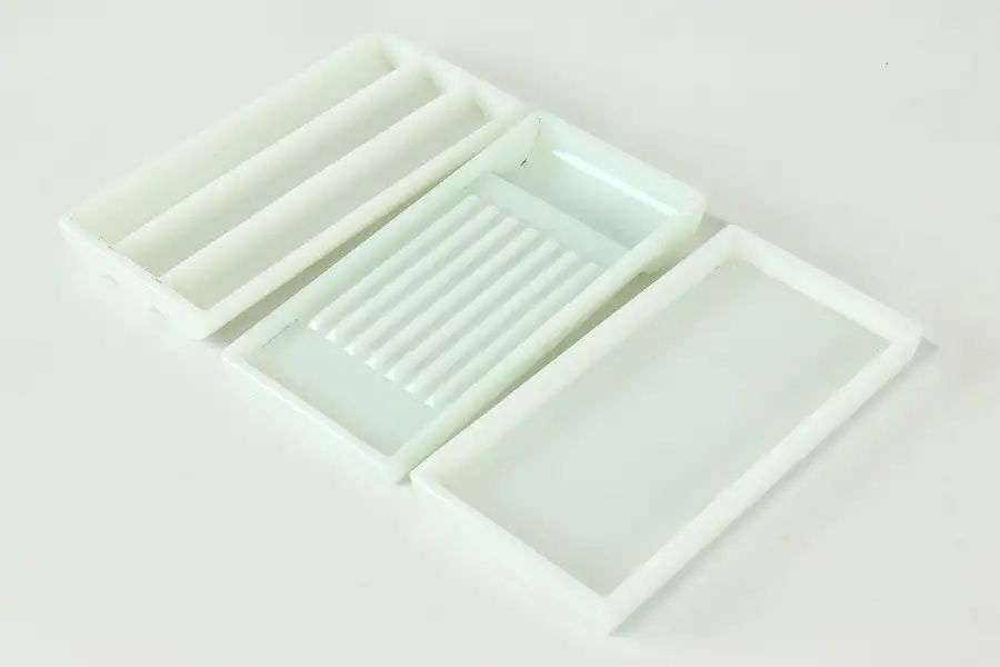 Main image of Set of Three Antique Milk Glass Dental Trays