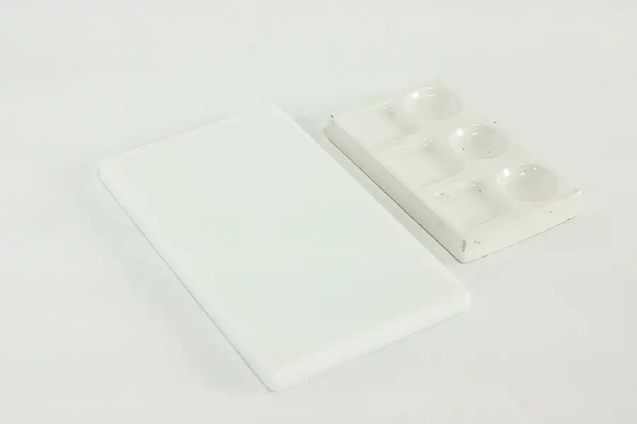 Main image of Vintage Pair of Milk Glass & Ceramic Artist Tool Trays
