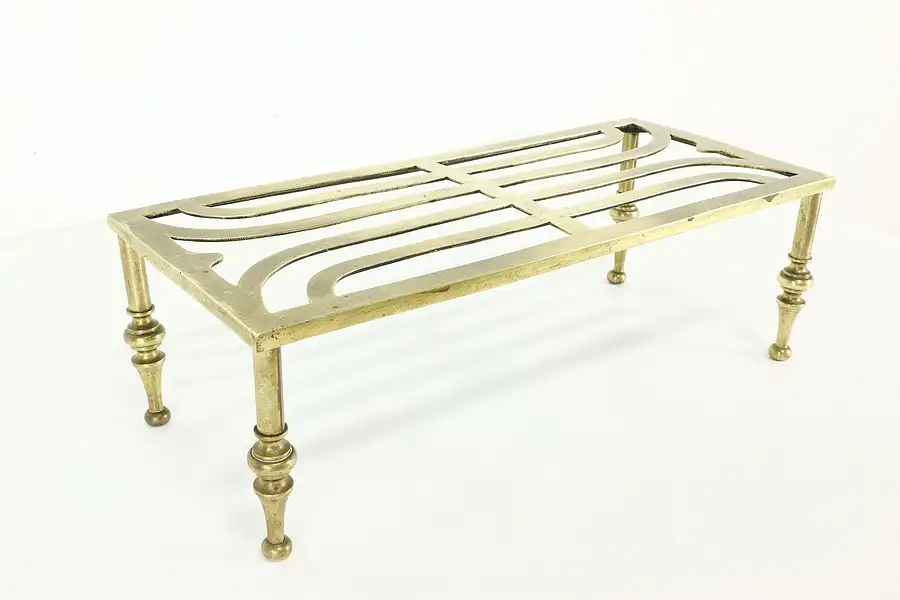 Main image of Farmhouse Antique Brass Fireplace Hearth Trivet or Tea Kettle Stand