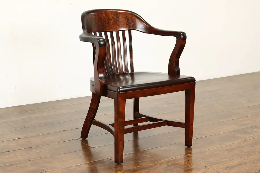 Main image of Birch Antique Office, Banker, Library or Desk Chair, Marble