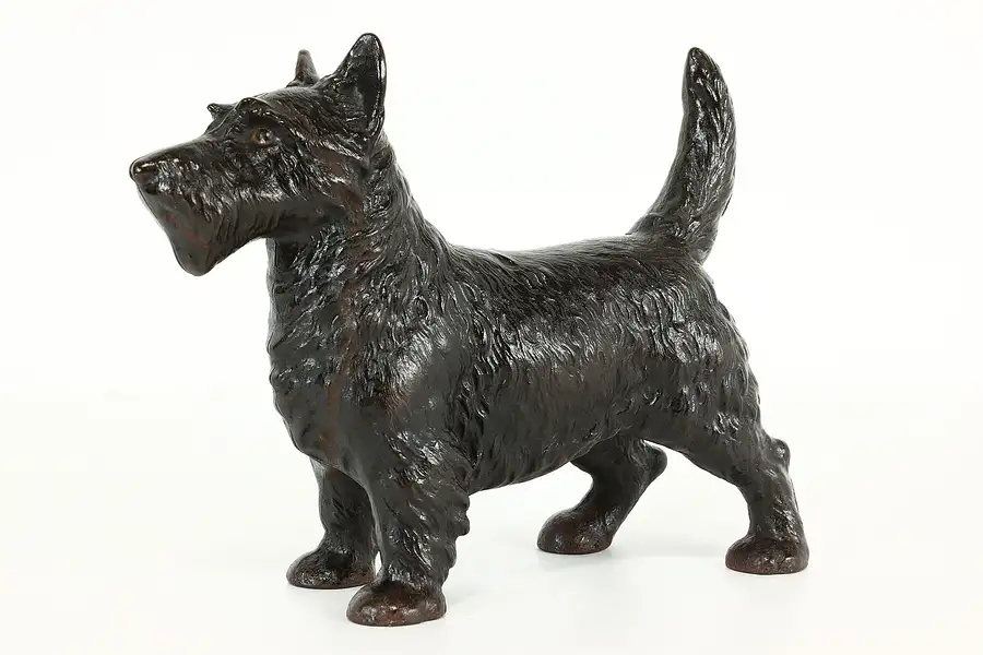 Main image of Farmhouse Antique Cast Iron Painted Scottish Terrier Dog Door Stop
