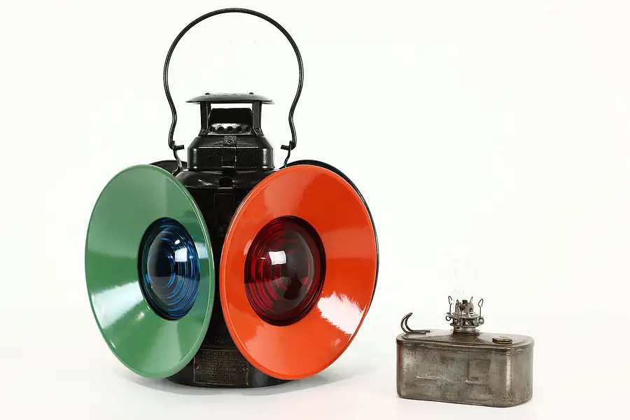 Main image of Industrial Salvage Lamp Vintage Railroad Signal Oil Lantern, Adlake
