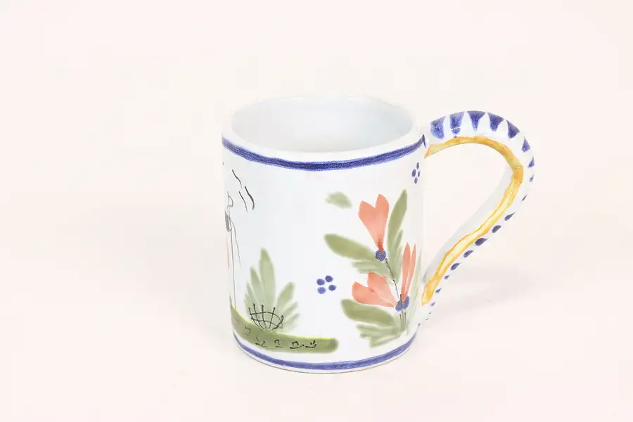 Main image of French Vintage Quimper Hand Painted Large Cup or Mug, Brittany France