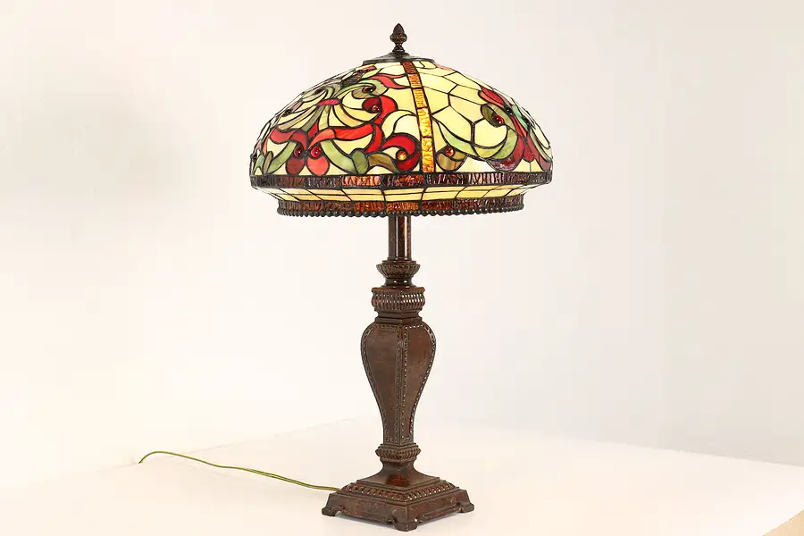 Main image of Stained Glass Shade Vintage Office or Library Desk Lamp, Dale Tiffany