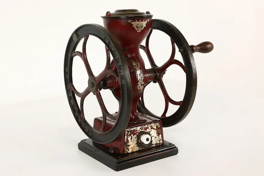 Main image of Farmhouse Antique Victorian Cast Iron Coffee Mill Grinder, Coles Mfg Co