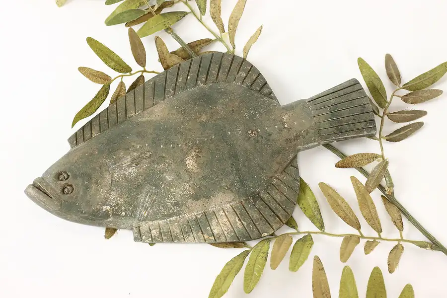 Main image of Folk Art Carved Soapstone Halibut Fish Alaskan Sculpture, ETOK