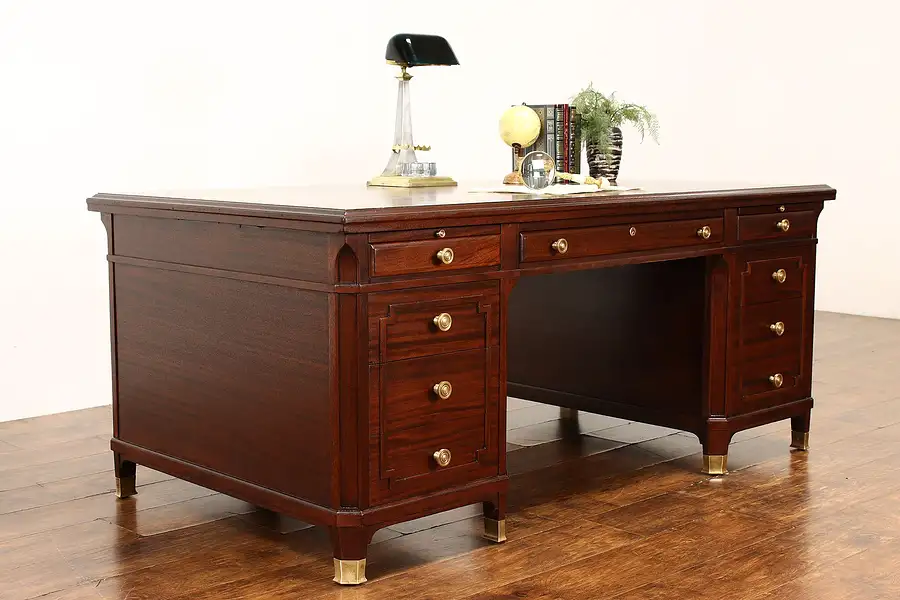 Main image of Traditional Antique Mahogany Executive Office or Library Desk, Lincoln