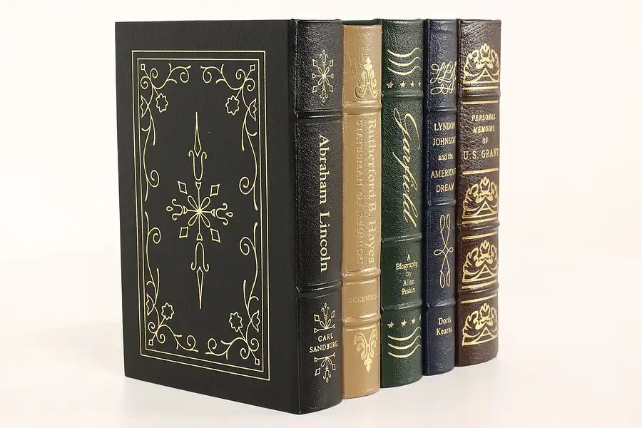 Main image of Easton Set of 5 American President Leather & Gold Tooled Books, Lincoln