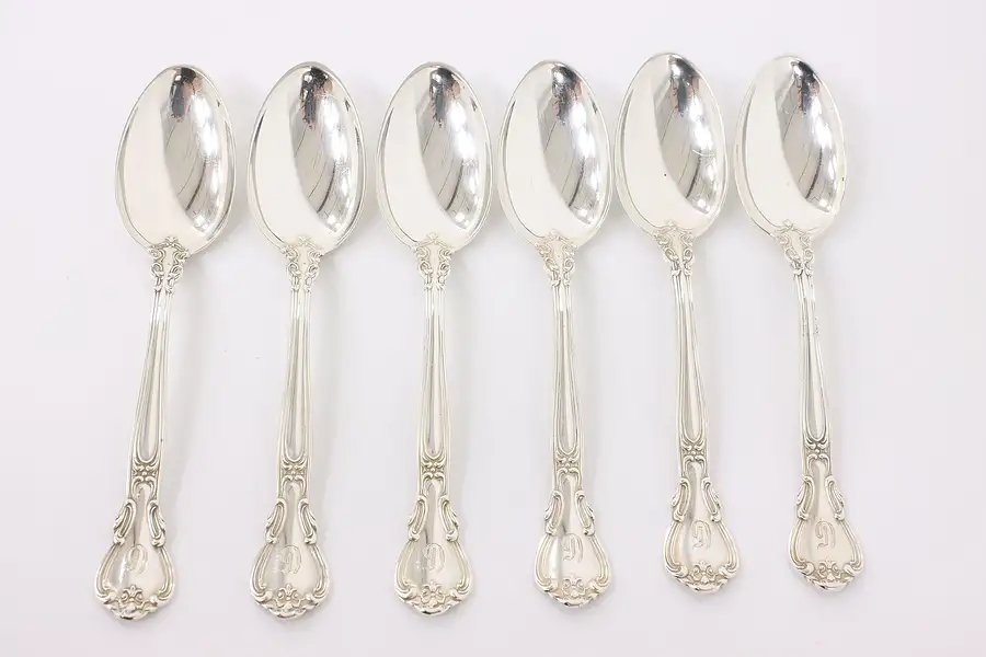 Main image of Set of 6 Gorham Chantilly Sterling Silver Tea Spoons, D Monogram