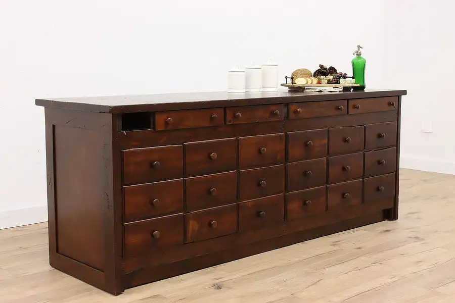 Main image of Farmhouse Antique Store Counter, Kitchen Island, Workbench, TV Console