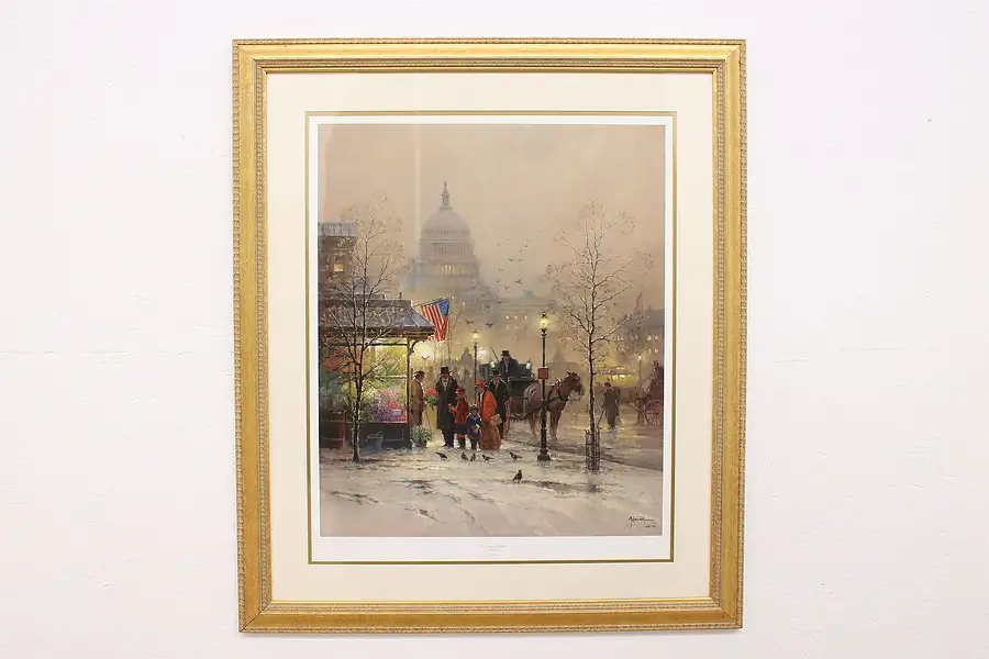 Main image of A Nation Blessed Washington in Winter Vintage Art Print, Harvey 39"