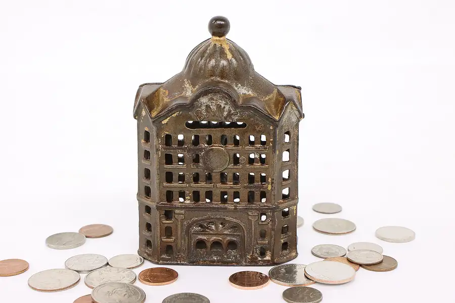 Main image of Victorian Antique Cast Iron "Bank" Coin Bank
