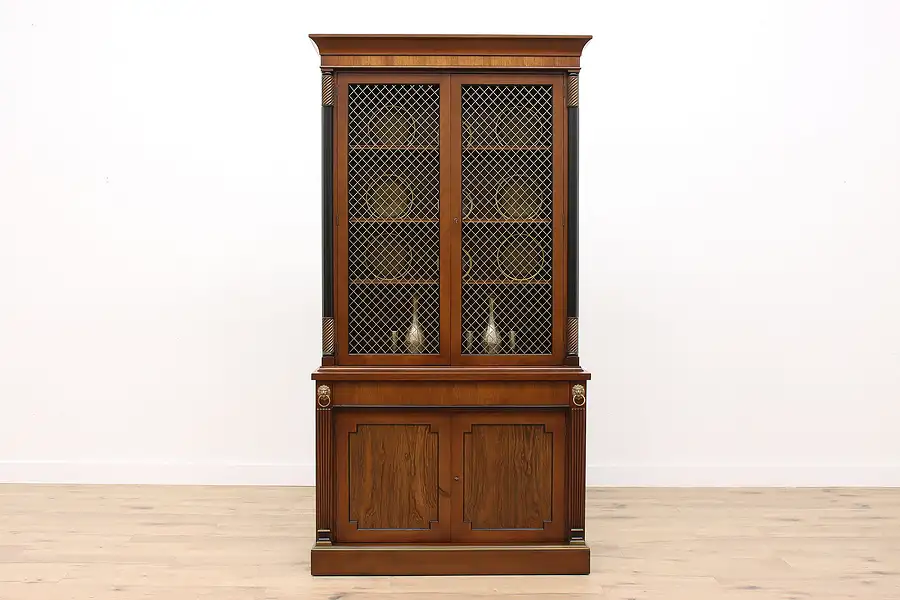 Main image of Neoclassical Design Vintage Mahogany Bookcase or China Display, Kittinger