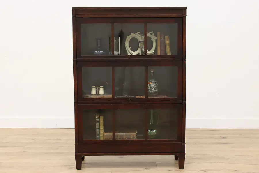 Main image of Arts & Crafts Mission Oak Antique 3 Stack Lawyer Bookcase, Macey