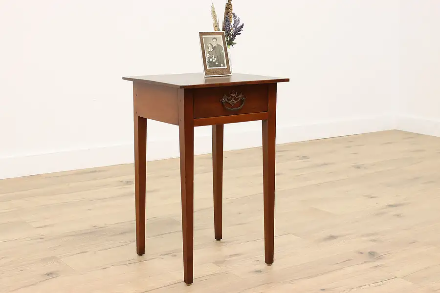Main image of Hepplewhite Antique Farmhouse Cherry Nightstand, End or Lamp Table