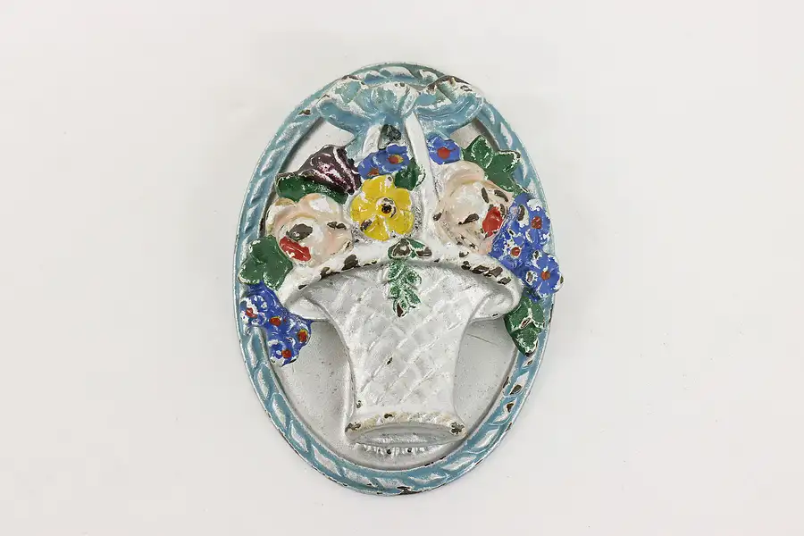 Main image of Victorian Salvage Antique Cast Iron Painted Flower Basket Door Knocker