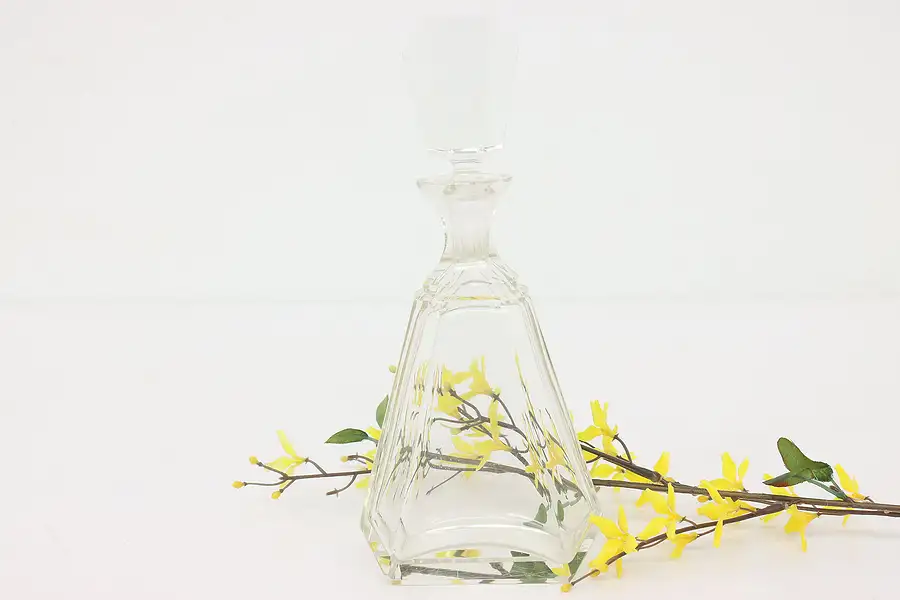 Main image of Cut Glass Vintage Liquor Decanter or Bottle, Fitted Stopper